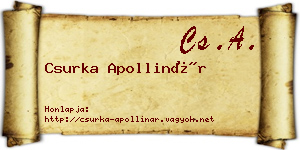 Csurka Apollinár névjegykártya